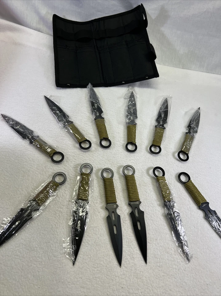 Juego de cuchillos de lanzamiento Kunai de 12 piezas de acero inoxidable con estuche de nailon y lazo para cinturón Foto 2 de 4