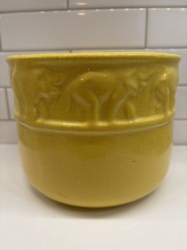 Maceta de colección Hull Art Pottery años 30 elefantes amarillos Jardiniere - Imagen 12 de 17