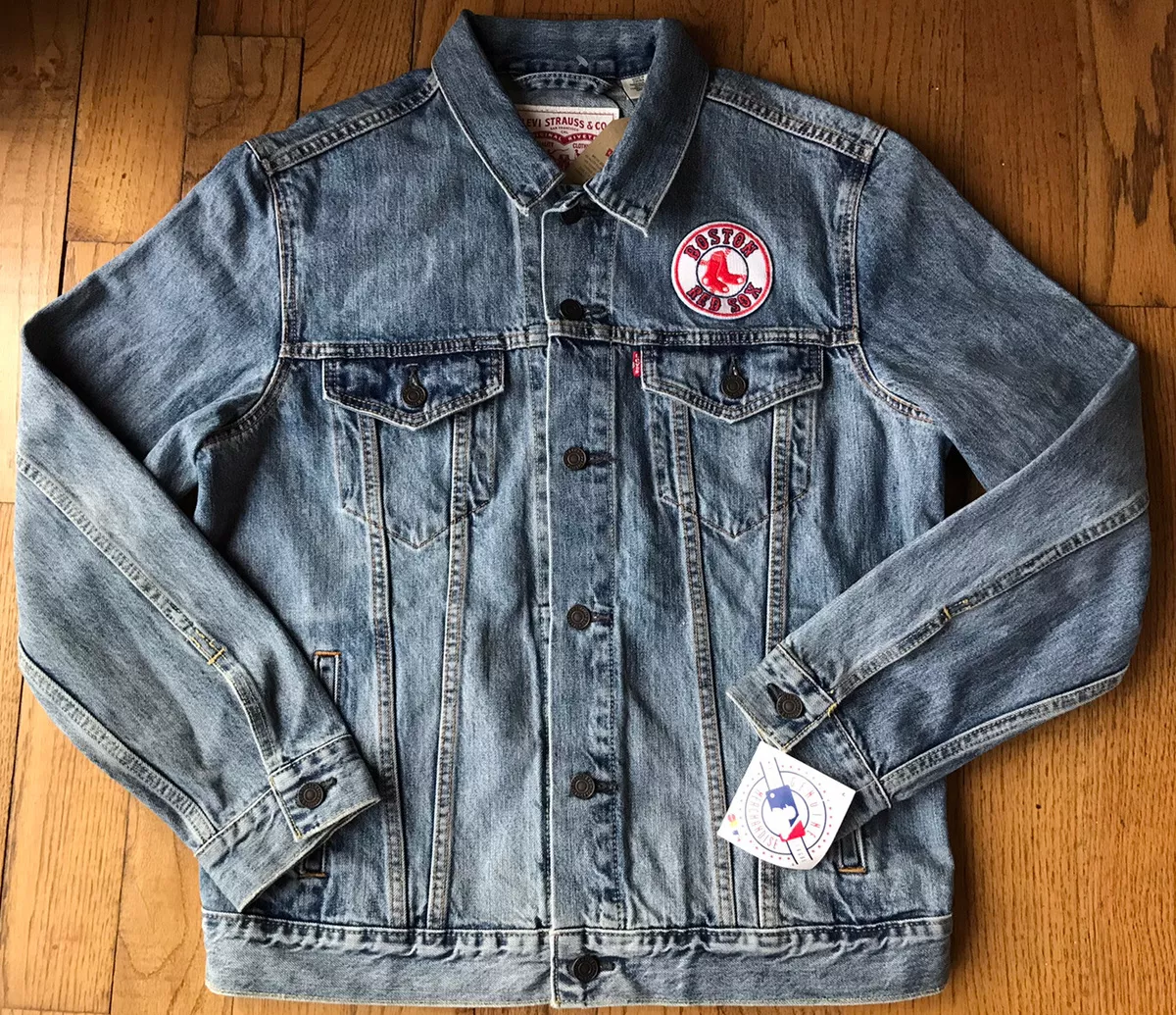 Levis MLB Boston Red Sox Denim Trucker Jacket Mens Size Large Rare