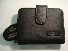 Genuine Leather Ladies Purse Wallet Small ideal for Small Bag Black RFID Protect