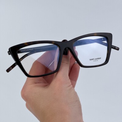 Saint Laurent Women Sunglasses Havana Grey Cat Eye SL737 MICA THIN 002 BRAND NEW SL 737 Mica Thin Square Cat Eye Sunglasses | Dark Havana  main image 2
