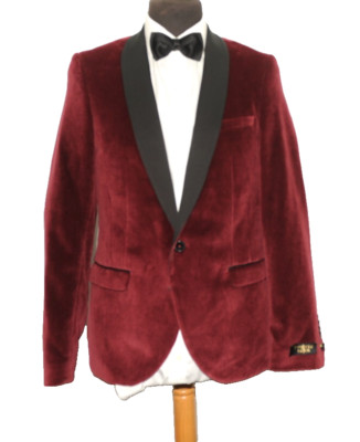 NEU + ETIKETT TWISTED TAILOR CALLCOTT HERREN SCHAL SAMT SMOKING JACKE 40  R BURGUNDY