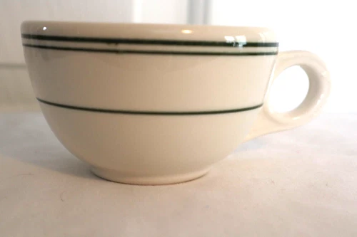 Homer Laughlin Green Stripe 6 Oz. Coffee Cup Mug Restaurant Ware USA
