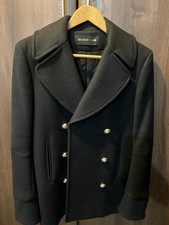Balmain X H&m Black Double Breasted Wool Trench Coat Jacket Womens Eur 36 Uk8