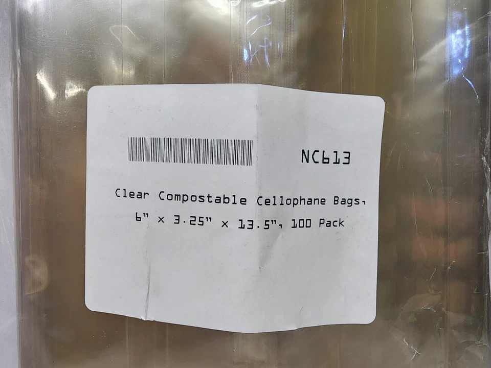 Qty 1000 Clear Compostable Cellophane Bags, 6x3.25x13.5 1.2mil, 10 packs of 100 - Image 4 of 4