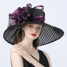 Women Wide Brim Sun Hat Wedding Tea Party Ladies Kentucky Derby Noble Church Cap