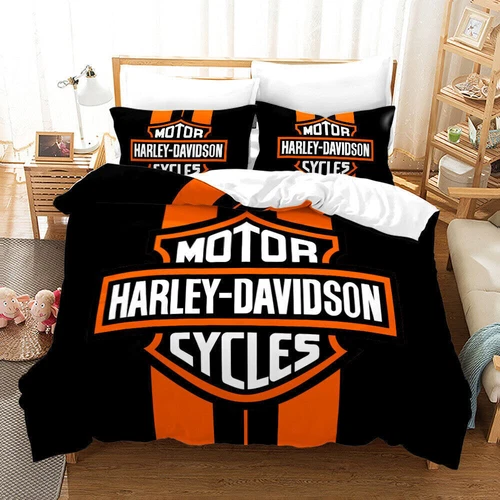 Harley Davidson Duvet Quilt Cover Bedding Set Single Double King Pillowcase Gift - Picture 9 of 20