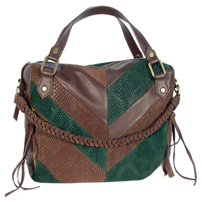 ELLA MOSS Leather /Suede Snake Print Chevron Pattern Satchel/Shoulder Bag - $120