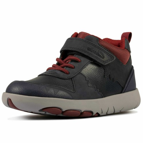 Boys Clarks Rex Park Navy Cuir Bottes Cheville - Picture 7 of 10