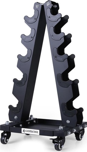 LIONSCOOL Premium Supporto per Manubri in Acciaio Massiccio Solo, Peso Portatile A-Frame - Foto 11 di 12