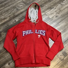 Womens Antigua MLB  Phila Phillies  Zip midweight hoody sewn logo Red Sz S EUC