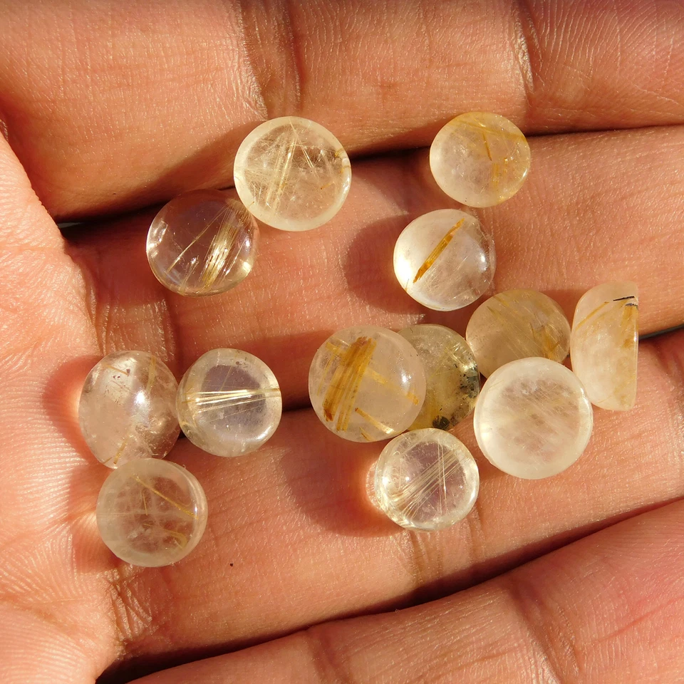 Natural Golden Rutile Round 4x4 mm to 20x20 mm Cabochon Loose Gemstone Lot - Image 2 of 4