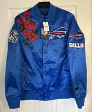 Buffalo Bills NFL Pro Standard Blue Satin Varsity Jacket Size XL Women’s