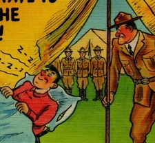 Comic Soldier Military Tent Hate to get up postcard USA-42 Divided Back Humor