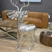 Alu Aluminium Hirsch Figur Statue Skulptur Deko Geweih Landhaus Impressionen Neu