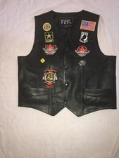 FMC Genuine Leather Motorcycle Vest Black Size 48