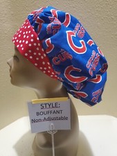 Chicago Cubs 2 MLB Women's Bouffant Surgical Scrub Hat/Cap Handmade