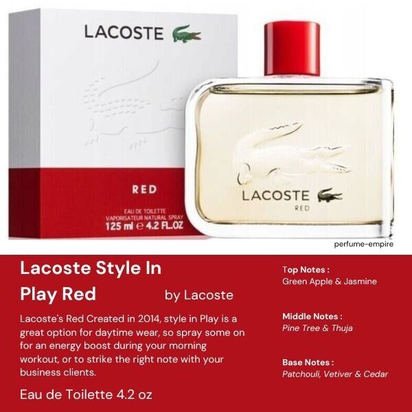 Lacoste Red Style In Play Eau De Toilette Spray (New Packaging) By Lacoste - 2.5 oz Lacoste Red Style In Play Eau De Toilette Spray (New Packaging) By Lacoste - 2.5 oz