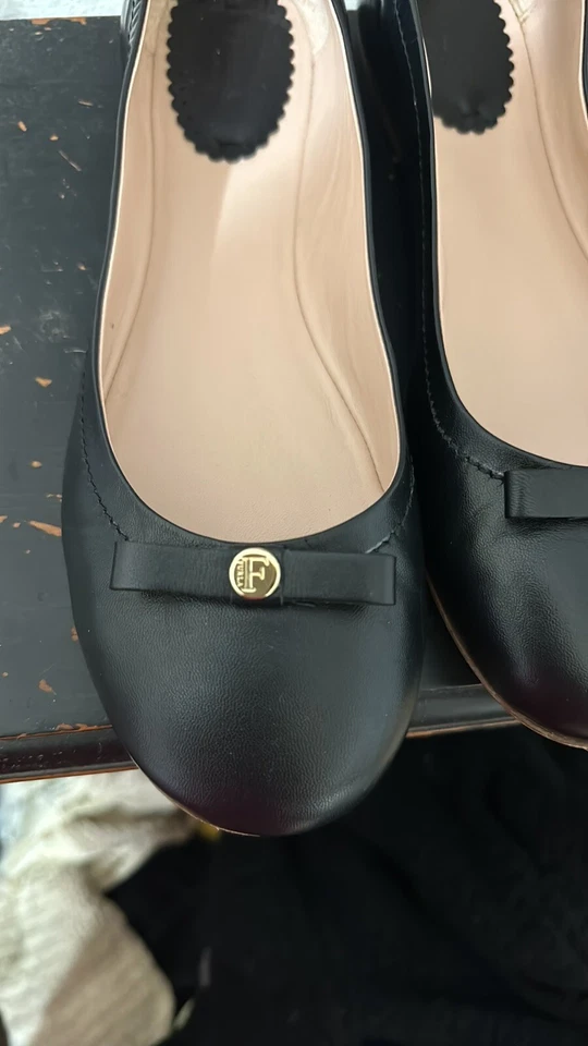 Furla Ballet Pisos Cuero Negro Logo Mujer 40 Hecho en Italia Foto 2 de 4
