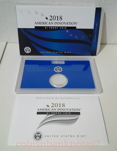 2018-S American Innovation Dollar Proof Set Lens with box & COA / NO Coin - Bild 1 von 3