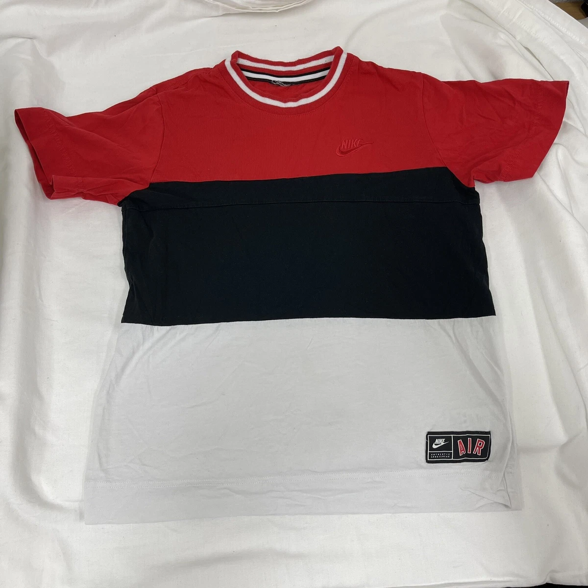 Nike Air Boys Large T Shirt Colorblock Embroidered Logo Red Black Georgia