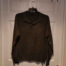 Men's sz XL Dockers Green Lightweight Sweater Polo Collar