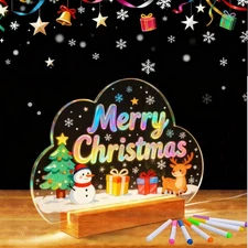 LED Note Board with 7 Colors Pen, Cloud Designed Light Up Dry Erase Board wit...