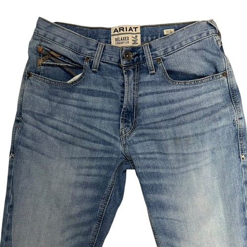 Ariat Denim Men's M4 Relaxed Straight Leg Light Wash Jeans Size 31/34 - Picture 2 of 10