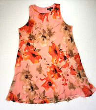 Lauren Ralph Lauren chiffon floral swing dress sleeveless round neck pink 16