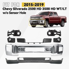 Front Bumper Cover Kit For 2015-2019 Chevy Silverado 2500 3500 Wt/lt W/o Sensor