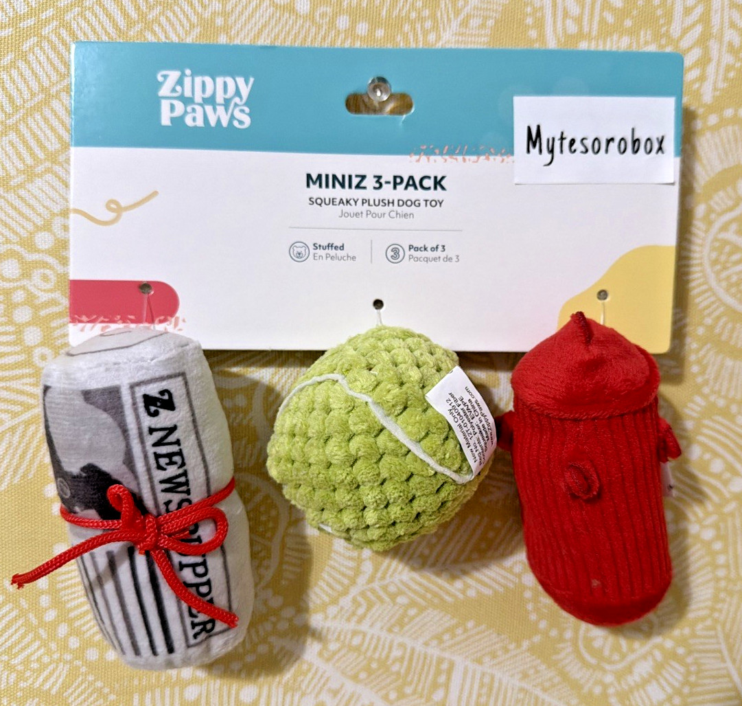 ZippyPaws 3-Pack MINIZ DOG'S BEST FRIENDS Squeaky Plush Dog 