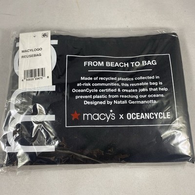 MACY'S Reusable Shopping Tote Bag ''From Beach to Bag'' Oceancycle, Black