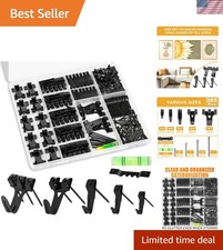 Efficient 385-Pcs Picture Hanging Kit with Sawtooth Hooks & Storage Tool - Black