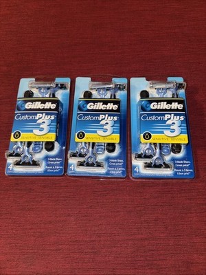 Custom Plus 3 Razor Gillette Custom Plus3 Sensitive Disposable Razor. Brand New with Tags ...