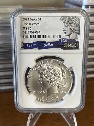 2023 Peace Silver Dollar $1 NGC MS70 First Releases Bullion Graded Slab