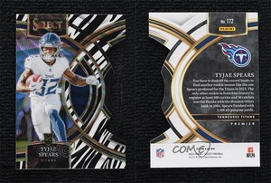 2023 Panini Select Premier Level Zebra Prizm Die-Cut Tyjae Spears #172 Rookie RC