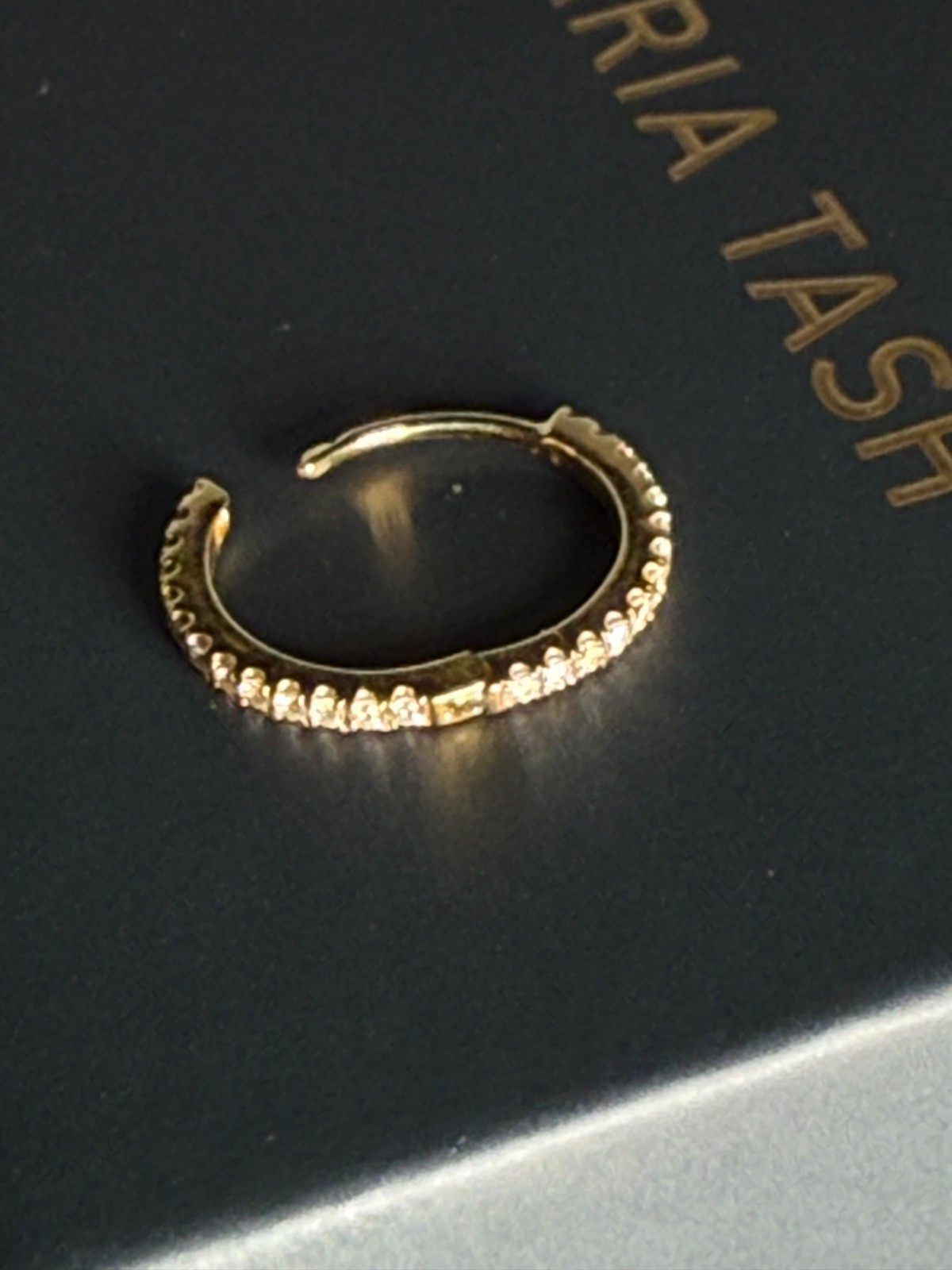 Authentic Maria Tash Diamond Eternity Hoop Earring 9.5mm 18k Yellow Gold