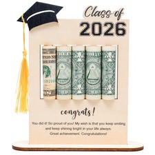 Graduation Money Holder 2026 Wooden Cash Gift Holder Box for Class of 2026,...