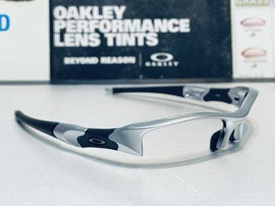Oakley Flak Jacket 1.0 XLJ Silver w/ Gunmetal Icons SKU# 03-884 53