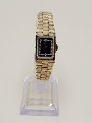Vintage Longines QWR Diamond Tank Watch MZ 5704 Gold Bark Finish