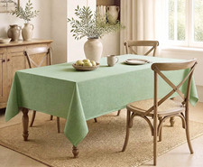 Green Solid Rectangle Fabric Tablecloth 52x70 in Water Resistant, Washable