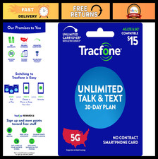 $15 Unlimited Talk & Text Plan - 30 Days Prepaid Mobile Service, No Contract