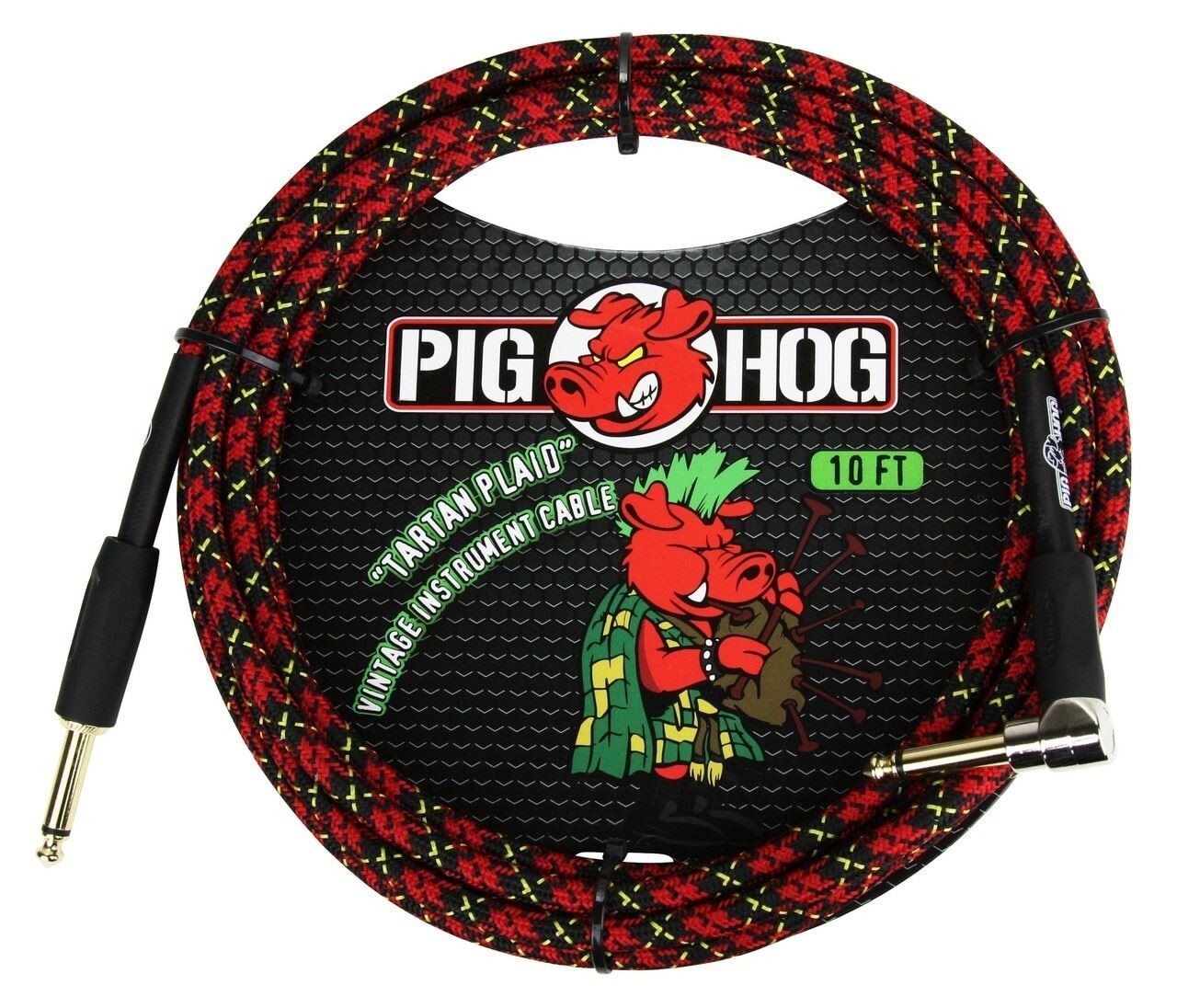 Pig Hog ''Tartan Plaid'' Instrument Cable, 10ft Right Angle