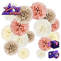 Seidenpapier Pompons Deko 20 StüCk Pfirsich Hellgelb Weiß Party Hochzeiten Taufe