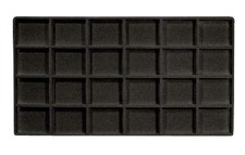 Thin Flocked Jewelry Display Tray Insert 24 Compartment Organizer for Showc...