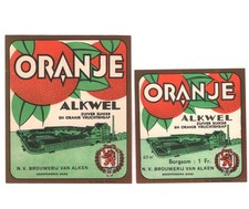 2 - Oranje Alkwel Drink Labels, Van Alken, Limburg, Tongeren, Alken, Belgium