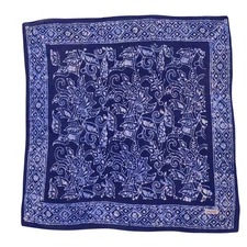 Hand Dyed Batik Bandana, Soft Lightweight Cotton, Navy Blue Wings