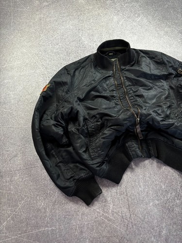 RARE VINTAGE MA-1 SCHOTT ALPHA INDUSTRIES STYLE BOMBER FUR JACKET 90S ARMY - Picture 3 of 9