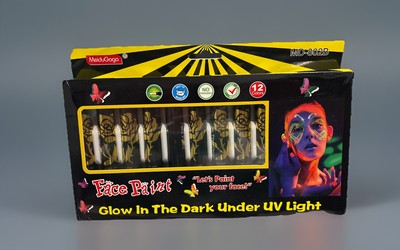  12-Piece Glow-in-the-Dark Face Paint Set - UV Black Light Activated!  