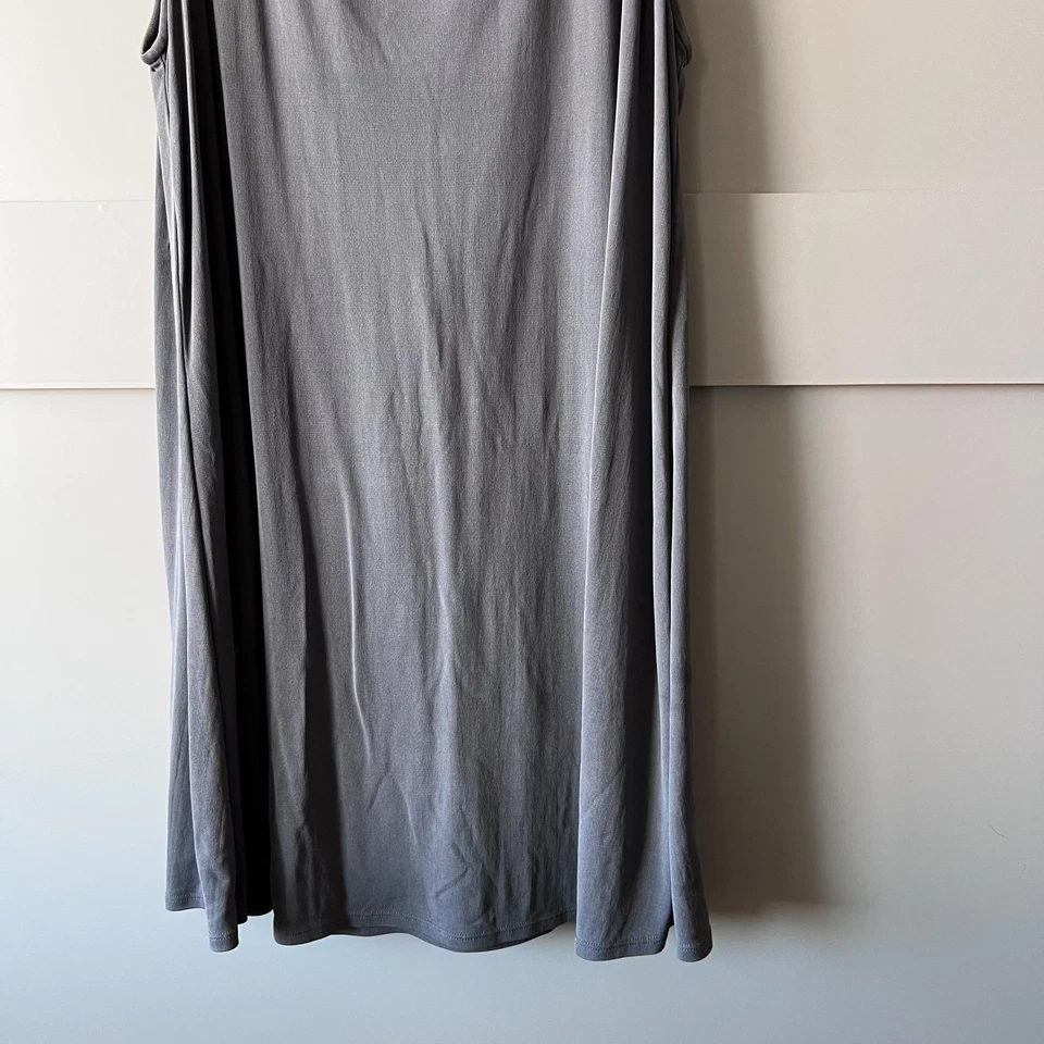 Vestido Eileen Fisher para mujer grande gris 100 % seda sin mangas línea A jersey Foto 4 de 4